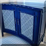 F34. Blue laquer bamboo chest 36”h x42”w x 20”d 